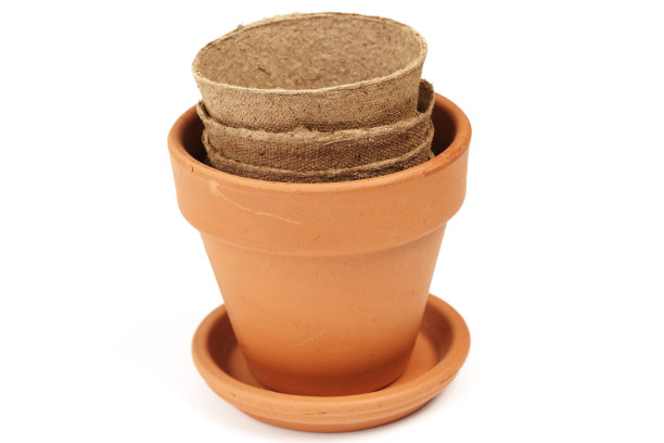 堆叠的花盆孤立的白色图片下载