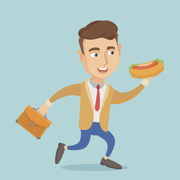 商人吃热狗矢量插图图片下载