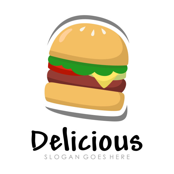 汉堡快餐标志插图矢量图片下载