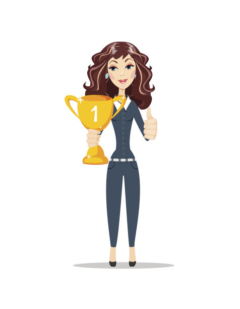 快乐的女人拿着优胜杯图片下载