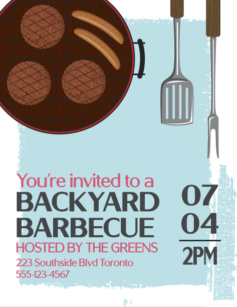 后院烧烤背景邀请模板图片下载