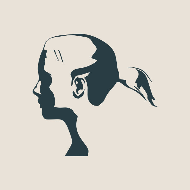 一个女性头部的剪影。正面的看法。图片下载