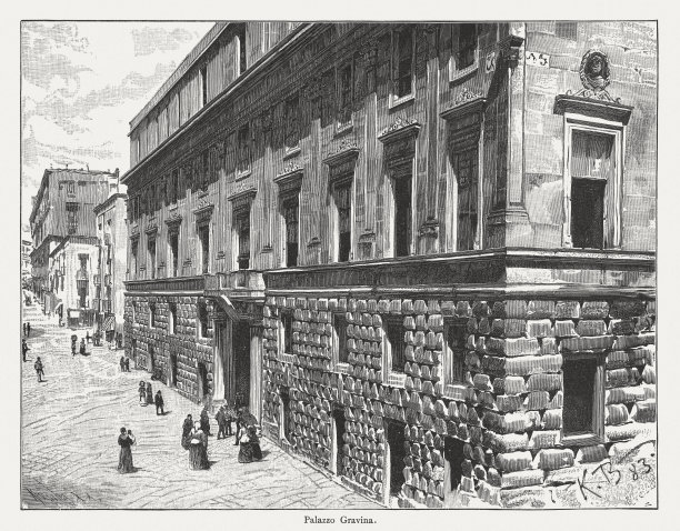 1884年，意大利那不勒斯的奥尔西尼迪格拉维那宫出版图片下载
