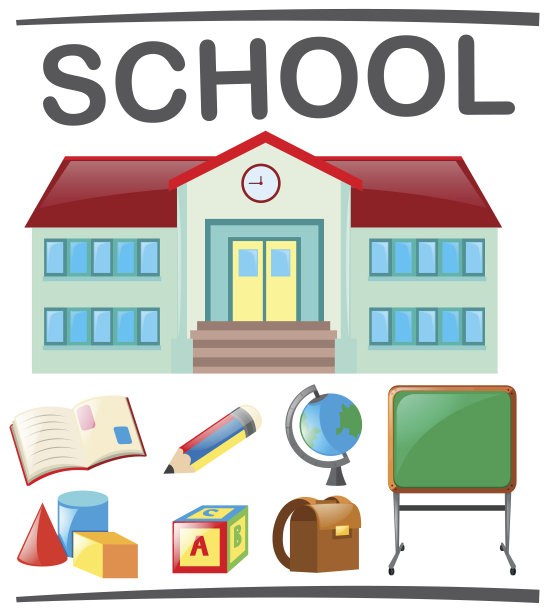 学校设置学校建筑和物体图片下载