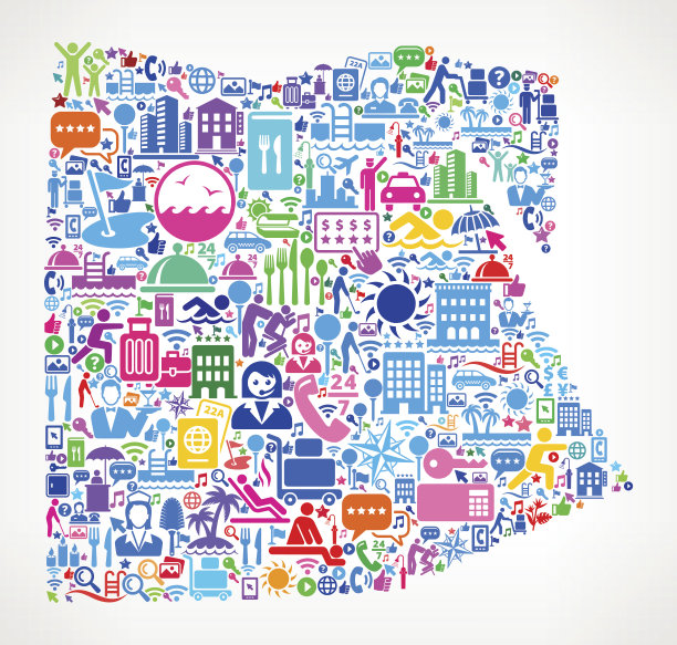 埃及度假酒店和酒店行业图标背景图片下载