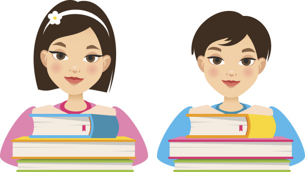 女孩和男孩拿着书图片下载
