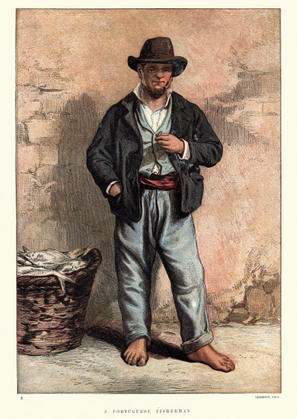 葡萄牙渔夫，19世纪图片下载