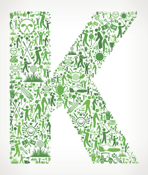 字母K高尔夫矢量图标背景图片下载