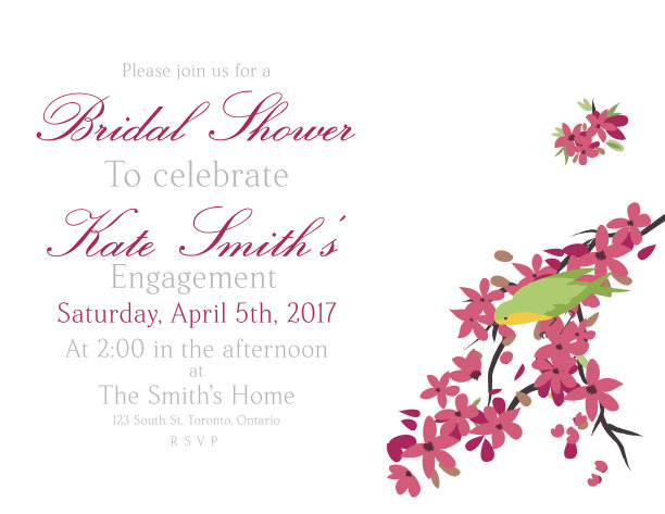 樱花和小鸟邀请模板图片下载