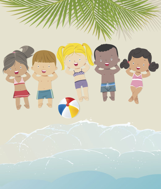 沙滩上的孩子图片下载