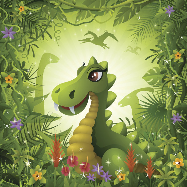 丛林里可爱的恐龙图片下载