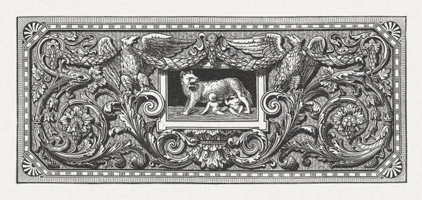 Romulus, Remus和Capotoline Wolf的装饰，出版于1880年图片下载