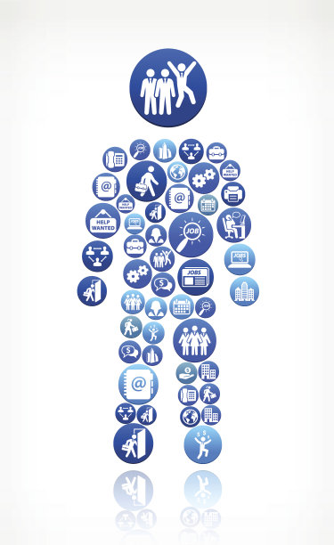 男性简笔画工作和就业蓝色矢量按钮模式图片下载