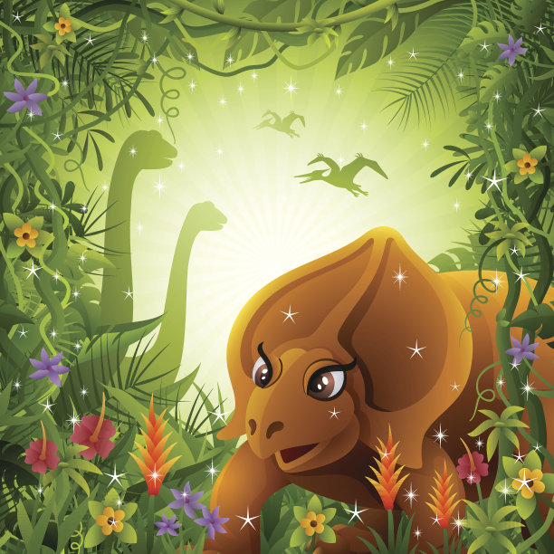 丛林里可爱的恐龙图片下载