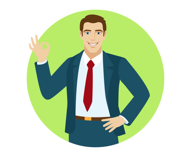 好的!微笑的商人显示一个好手势图片下载