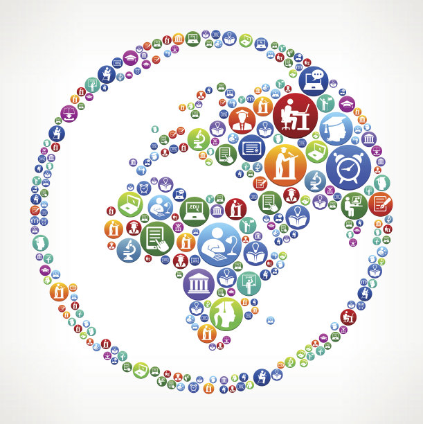 全球电子学习和大学教育矢量按钮模式图片下载