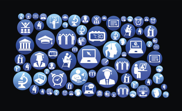 北达科他州电子学习和大学教育蓝色按钮模式图片下载