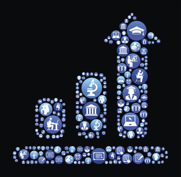 进步表E-learning和大学教育蓝色按钮模式图片下载