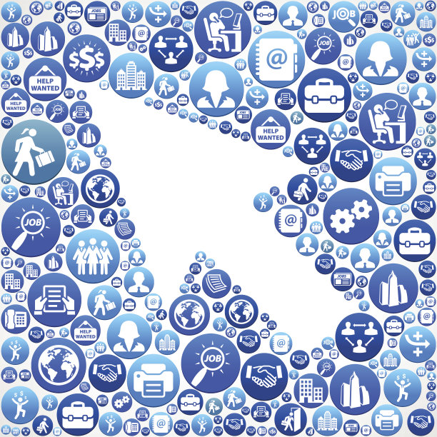 光标工作和雇佣蓝色矢量按钮模式图片下载