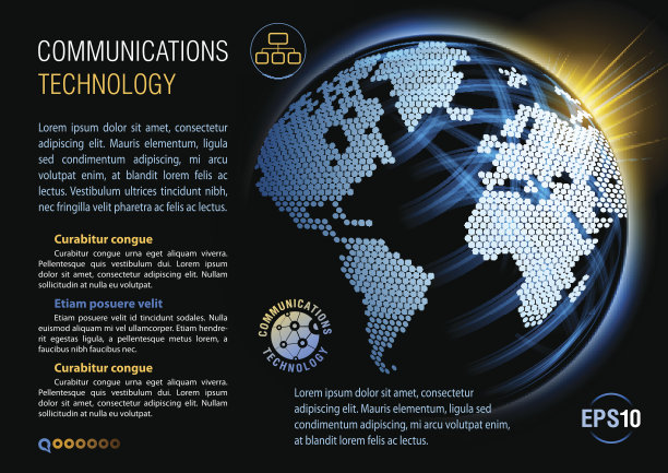 传单设计的例子。全球通信。图片下载