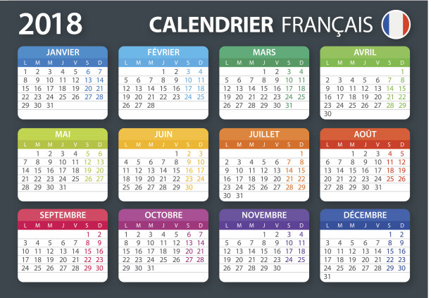日历2018法国色图片下载