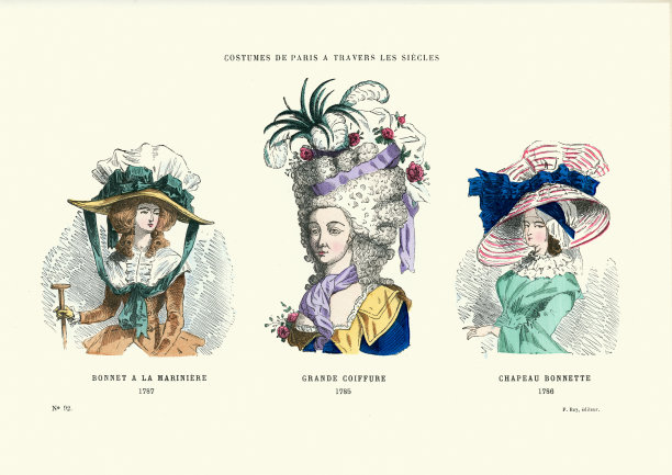 时尚史，18世纪的帽子和发型图片下载