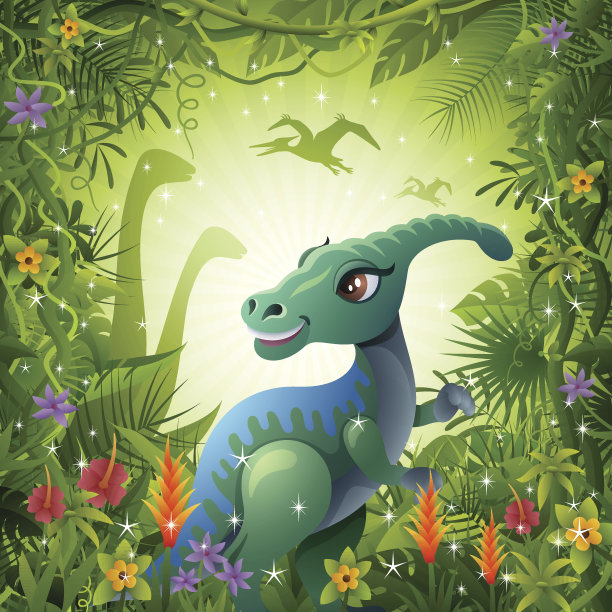 丛林里可爱的恐龙图片下载