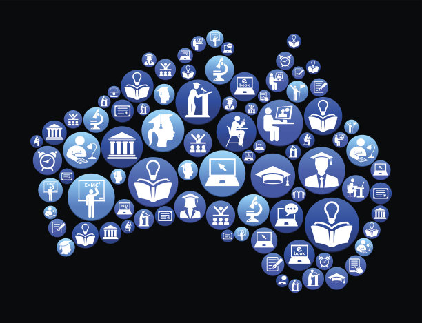 澳大利亚电子学习和大学教育蓝色按钮模式图片下载