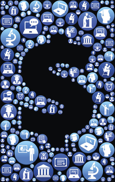 美元电子学习和大学教育蓝色按钮模式图片下载