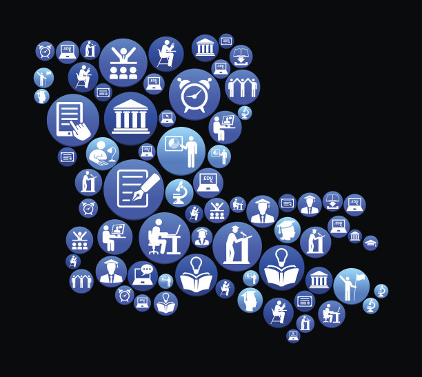 路易斯安那州电子学习和大学教育蓝色按钮模式图片下载