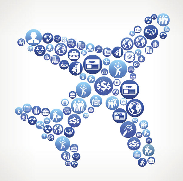 平面工作和就业蓝色矢量按钮模式图片下载