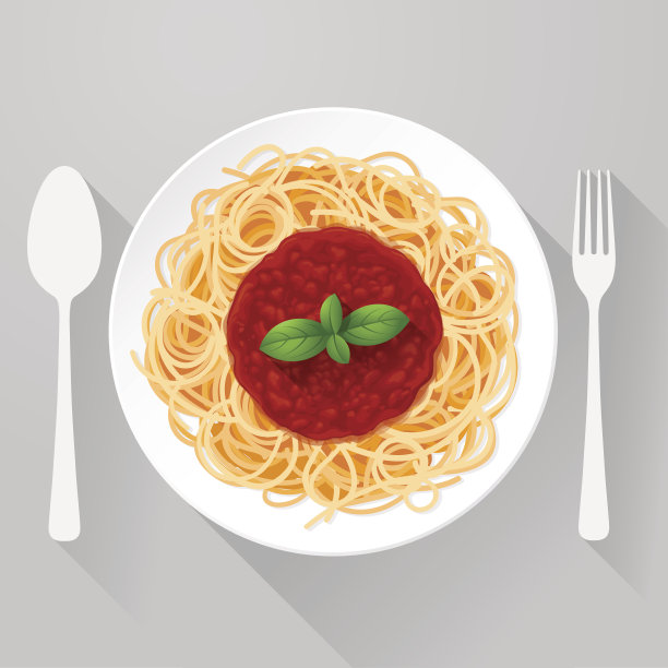 意大利面加番茄酱和罗勒图片下载