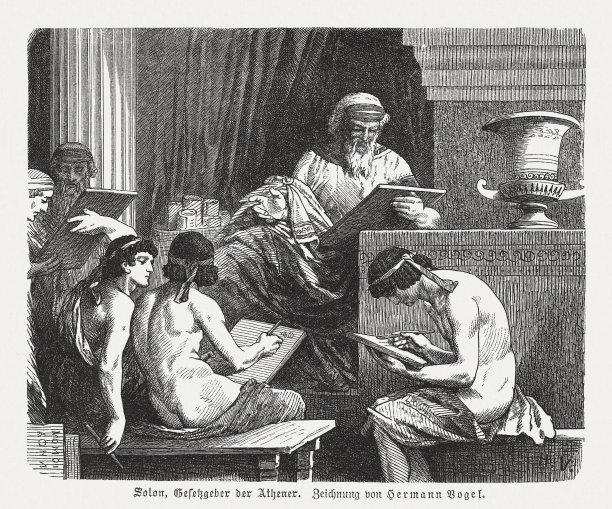 梭伦-古代雅典立法者，木刻，1880年出版图片下载