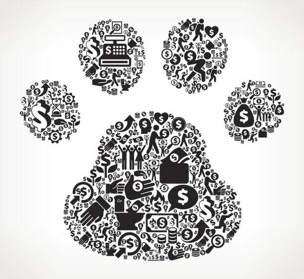 狗爪钱和金融黑色和白色图标背景图片下载