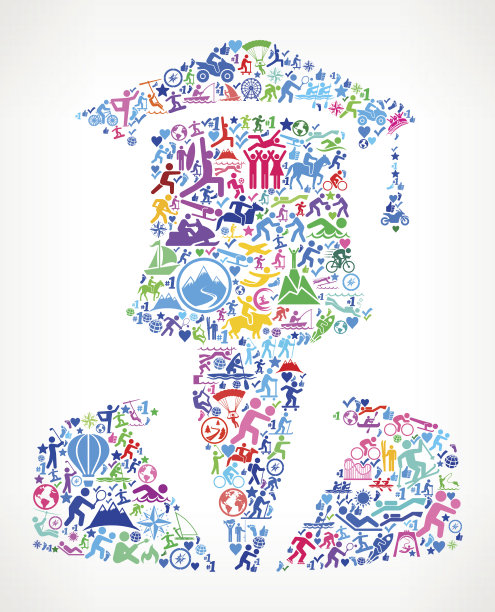 毕业面主动生活方式矢量图标模式图片下载