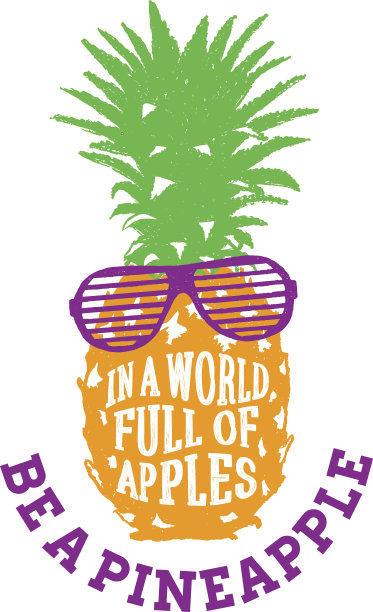 手绘标签与纹理菠萝矢量插图和字母。图片下载