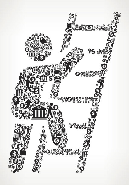 成功的阶梯金钱和金融黑白图标背景图片下载