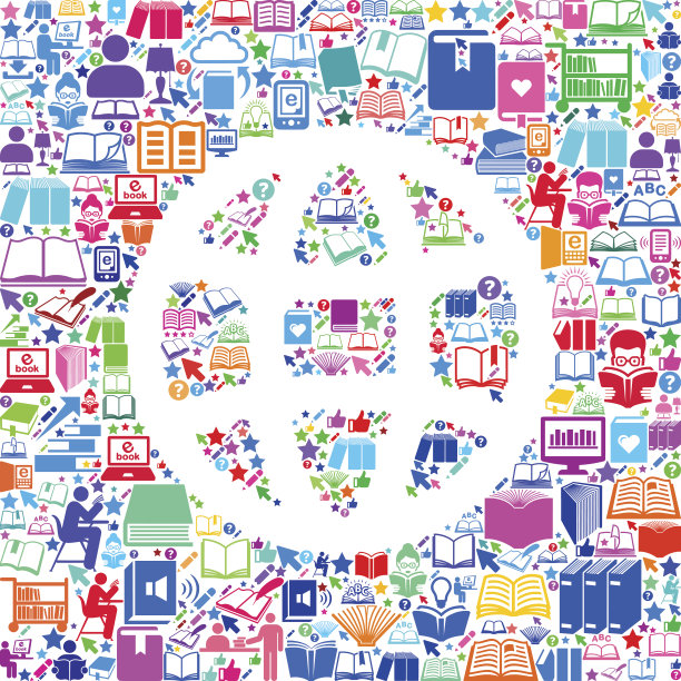 全球阅读书籍和教育矢量图标背景图片下载