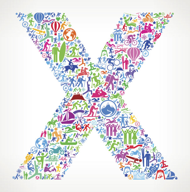 字母X好玩冒险旅行矢量图标背景图片下载