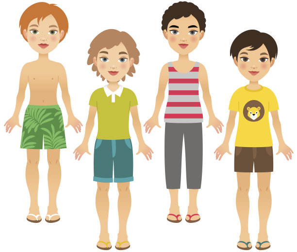 四个穿着夏装的男孩图片下载