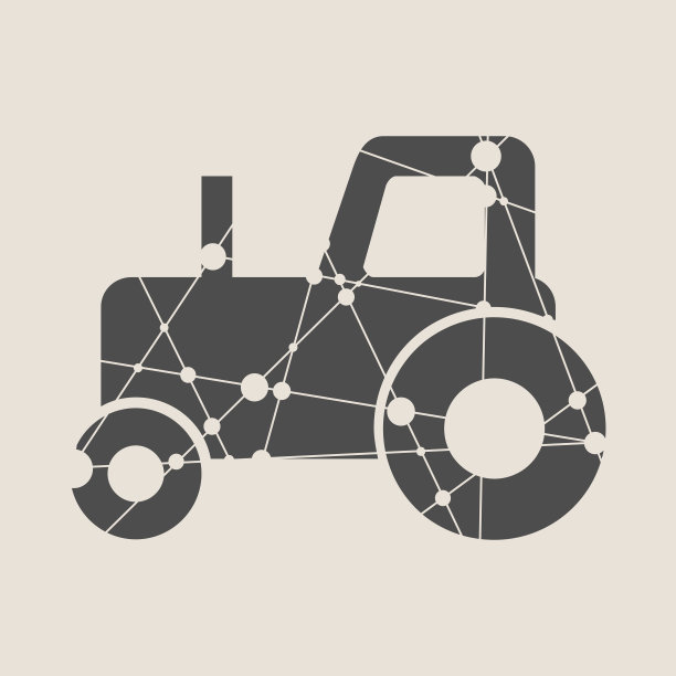 低多边形风格的农民拖拉机的插图。图片下载