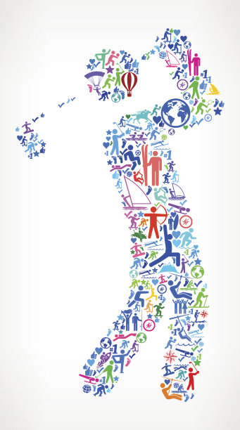 高尔夫球手挥杆高尔夫俱乐部活跃的生活方式矢量图标模式图片下载