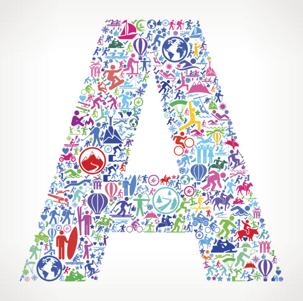 字母A有趣的冒险旅行矢量图标背景图片下载