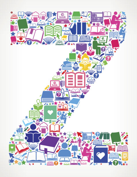 字母Z阅读书籍和教育矢量图标背景图片下载