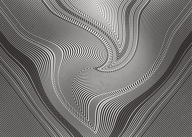 卷曲，条纹半色调图案与波浪梯度图片下载