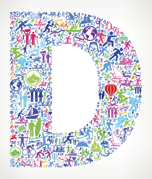 字母D有趣的冒险旅行矢量图标背景图片下载