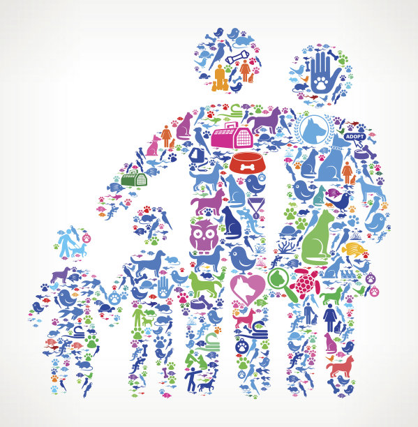 家庭宠物和动物矢量图标背景图片下载