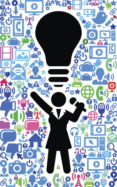 商业女性语音技术网络矢量背景模式图片下载