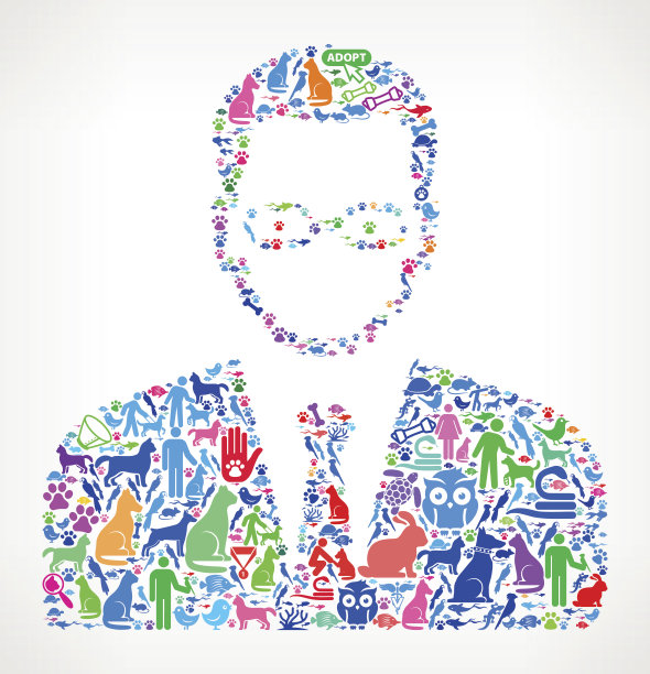 人的脸肖像宠物和动物矢量图标背景图片下载