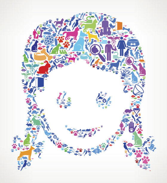 女孩宠物和动物矢量图标背景图片下载